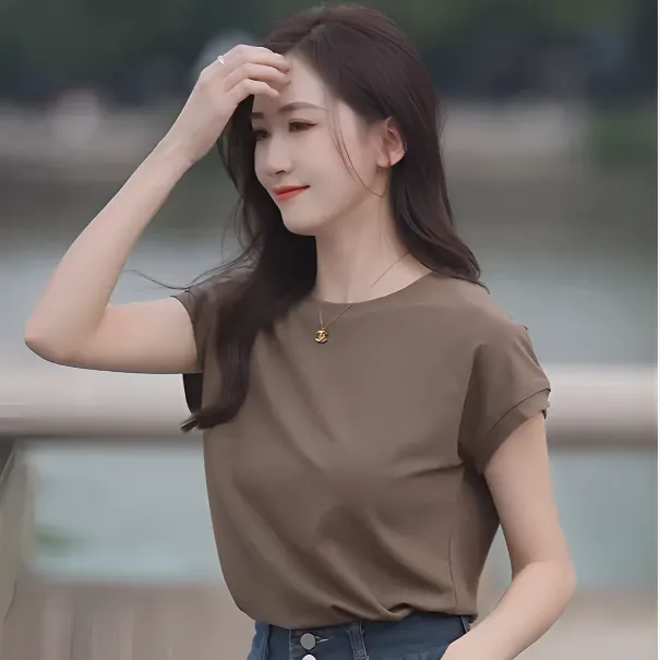 【专柜正品】高品质精品弹力棉圆领短袖小飞袖T恤显瘦百搭时尚夏季