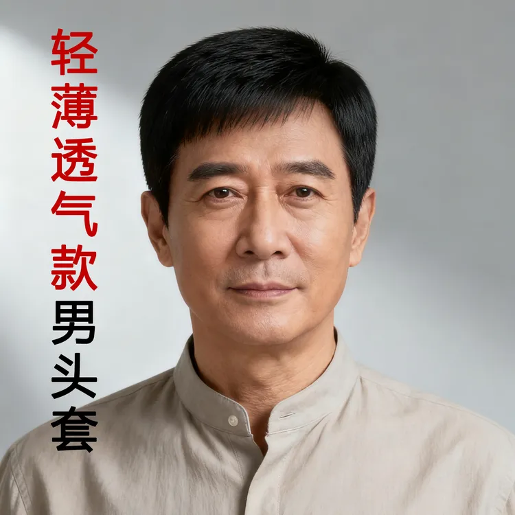 假发男全头套式中老年全真发帅气逼真轻薄自然透气男士真人发发套