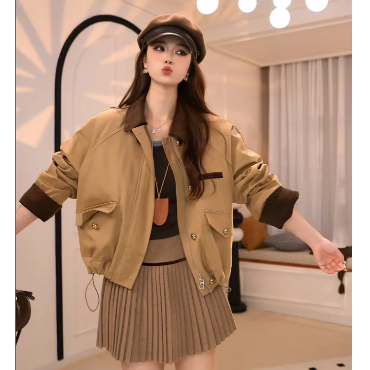 许你耀眼 露丝同款加棉加厚美式复古外套女冬2025新休闲夹克上衣