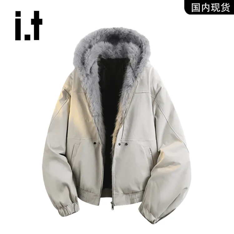 香港潮牌it：5cm/FIVECM 冬季潮牌美式时尚连帽座山雕毛领棉服外套