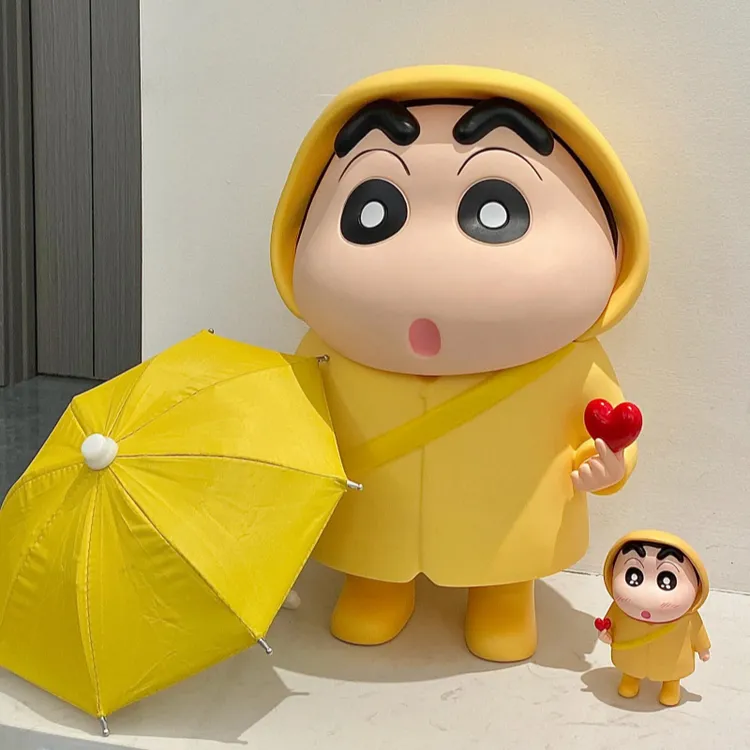 「买大送小」比心雨衣蜡笔小新手办爱心潮玩家居摆件大号客厅玄关