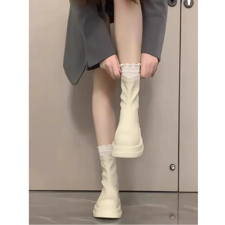 【品牌】厚底瘦瘦马丁靴女2025春秋新款百搭英伦风小个子增高小短靴