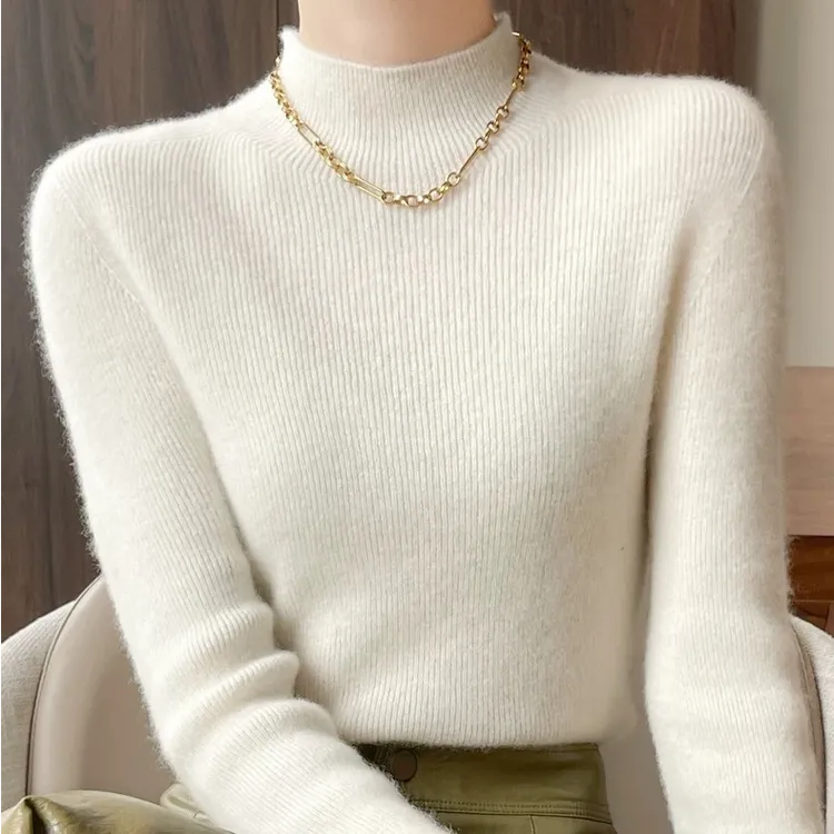 一线成衣山羊绒秋冬女半高领显瘦百搭优雅气质长袖打底衫L08