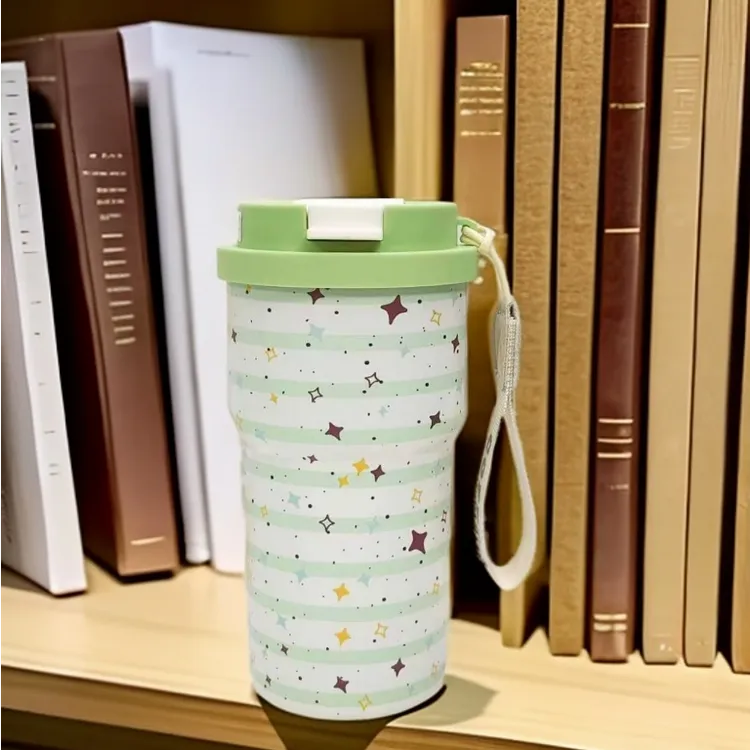 2025新款双饮盖提绳便携星星不锈钢内喷陶瓷保温陶瓷内胆的保温杯