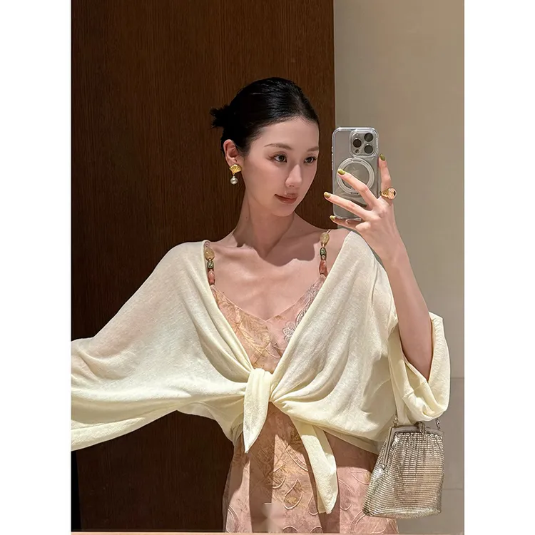 一眼就爱上的~温柔空调针织开衫女2025夏季无扣宽松外穿防晒衫新