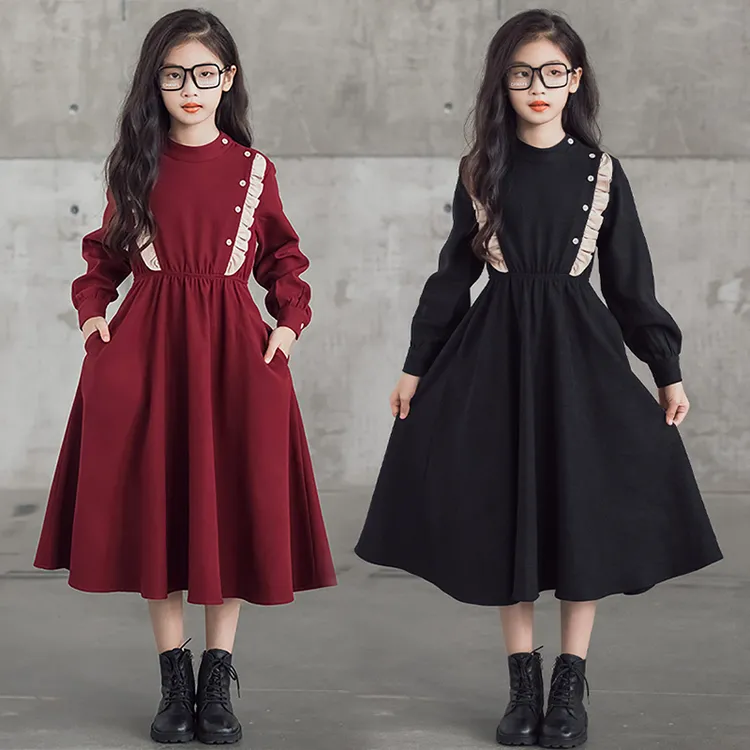女童春秋连衣裙2025新款大童韩版百搭气质长裙女孩收腰洋气裙子