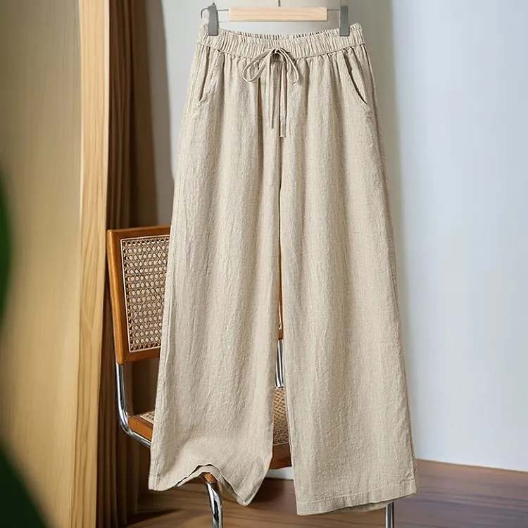 清仓捡漏棉麻阔腿裤九分休闲裤女夏新款女裤薄款大码宽松直筒裤子