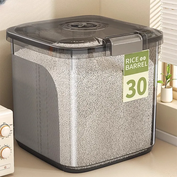 家用米桶防虫防潮厨房透明推盖大容量杂粮面粉密封窄缝大米收纳盒
