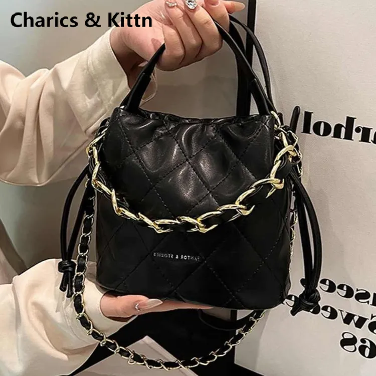Charics&Kittn水桶包女单肩斜挎腋下2025新款女式小包包真皮女包