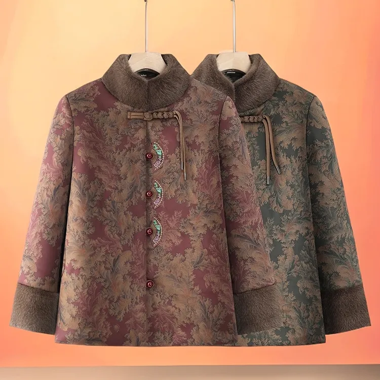 奶奶装冬装加厚棉衣中老年人妈妈冬季加绒棉袄抗寒老太太保暖衣服