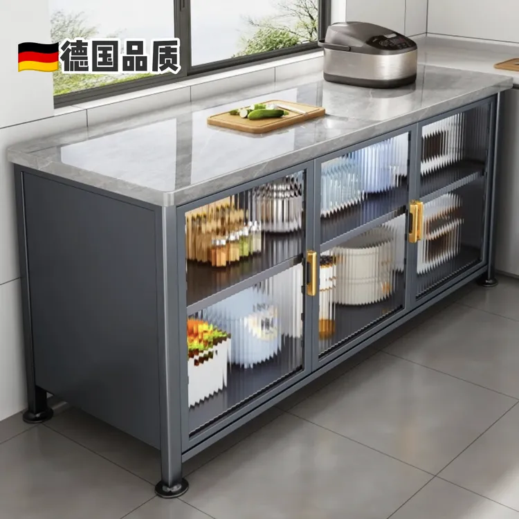 厨房岩板置物架落地多层岩板餐边收纳柜多功能工作台靠墙储物橱柜