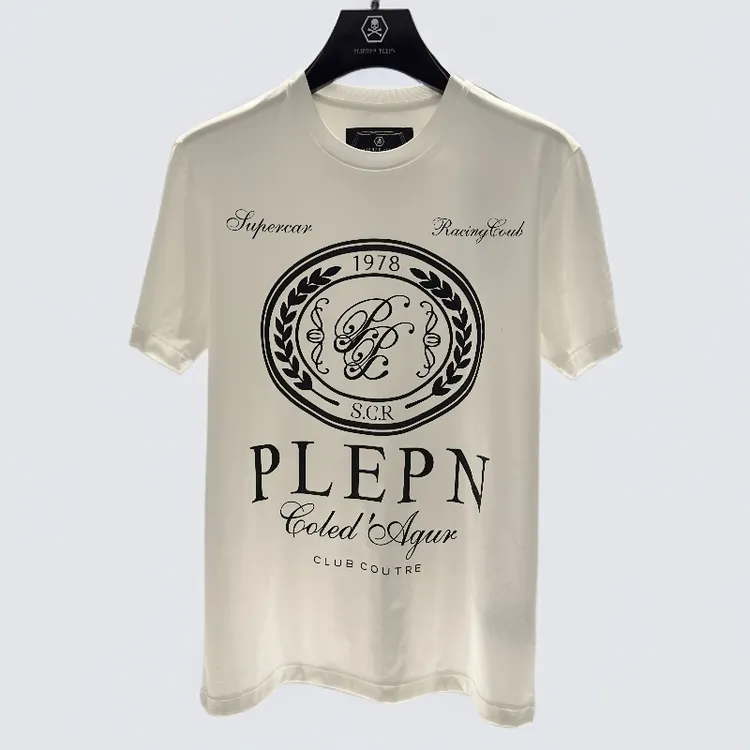 PLIPHPP PLEPN轻奢痞帅慵懒风烫钻男士T恤修身t恤黑色短袖