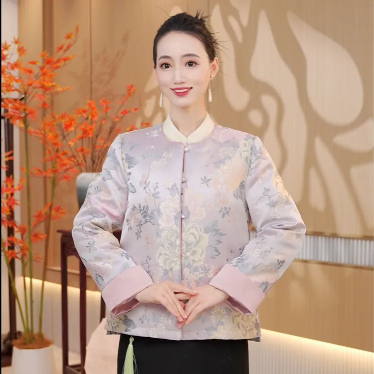 【国色芳华】冬季新中式女装外套三合一90白鹅绒可拆卸内胆JX0217