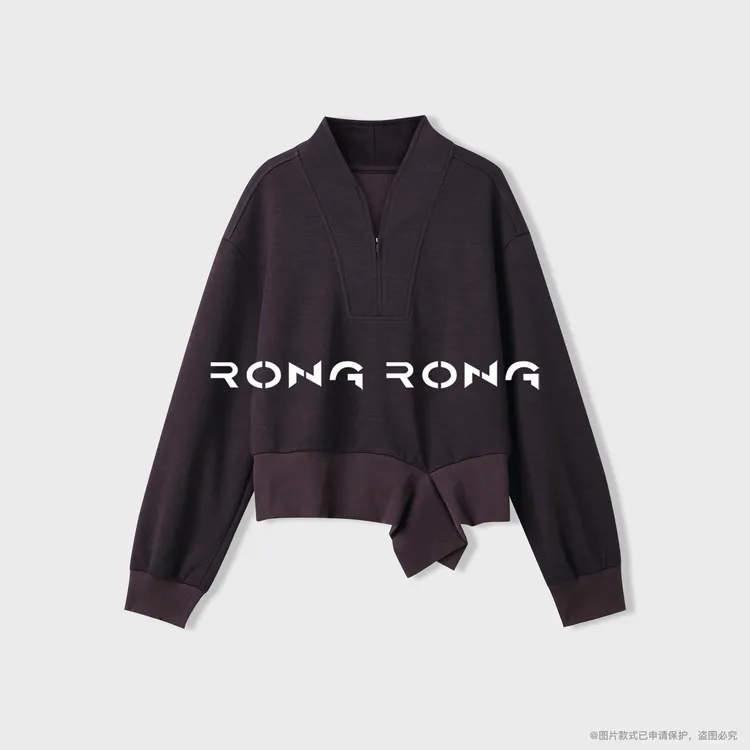 溶溶【晚暮深紫】RONGRONG绵羊毛混纺高领半拉链休闲风卫衣2504K704