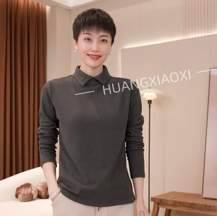 001冬上新~双面德绒翻领百搭长袖！