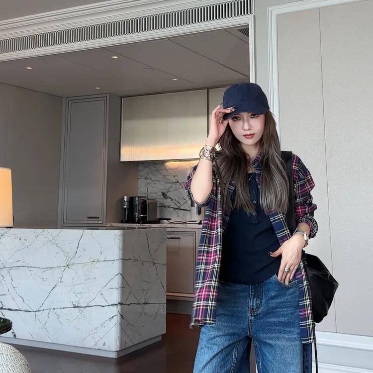 AMAZING IN | 1oo%棉 | 海马手工格纹衬衫女A250823-AI58CSH25165