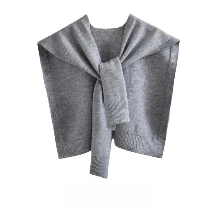 韩版高档小披肩洋气外搭交叉坎肩网红针织纯色护肩百搭春秋季保暖