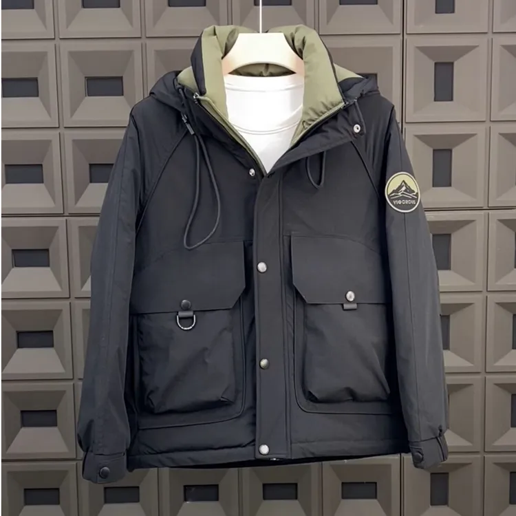 2025新潮牌男款时尚重工山系连帽外套宽松羽绒服916