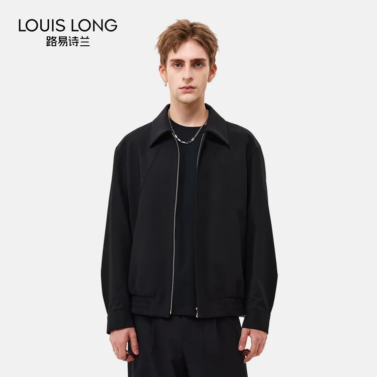 路易诗兰LOUISLONG男士秋季新款羊毛混纺外套轻奢高级感翻领夹克