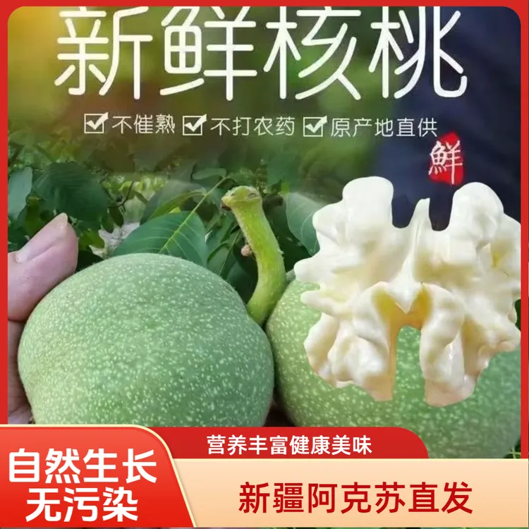 新疆阿克苏直发鲜核桃湿嫩生核桃现摘绿皮核桃仁孕妇包邮到家