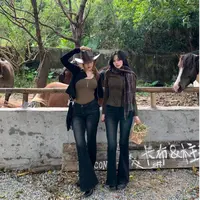 popchee&jsmj ｜化茧成蝶｜灰黑中高腰牛仔裤