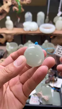 【闪购商品】和田玉吊坠未镶嵌且末青白 圆牌9007040