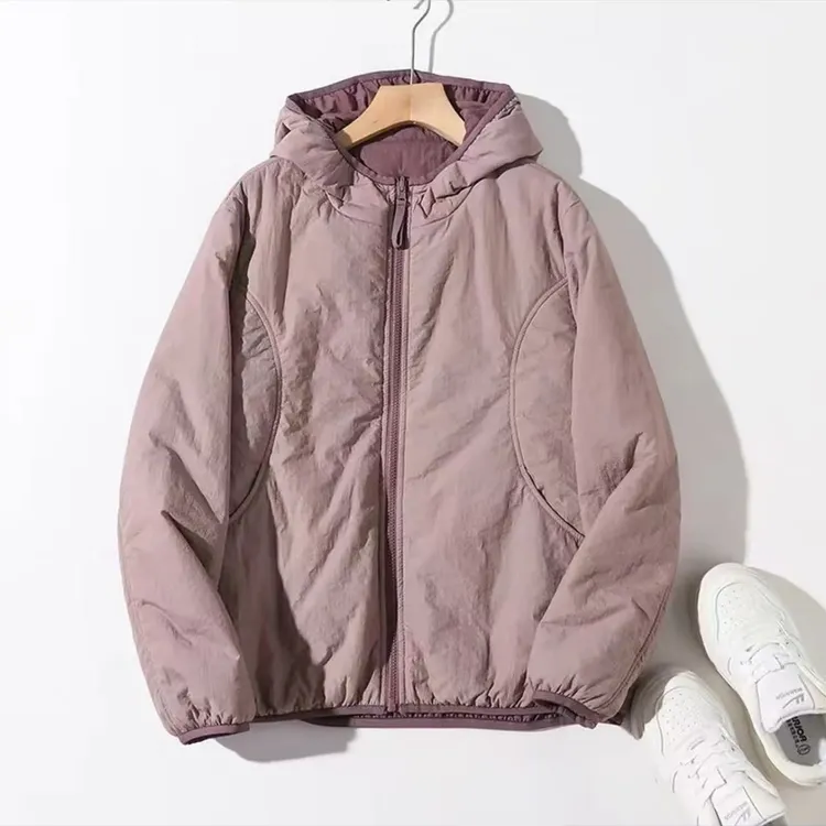 小暖炉！25新款冬季两面穿纯色棉服保暖显瘦加厚休闲连帽棉衣