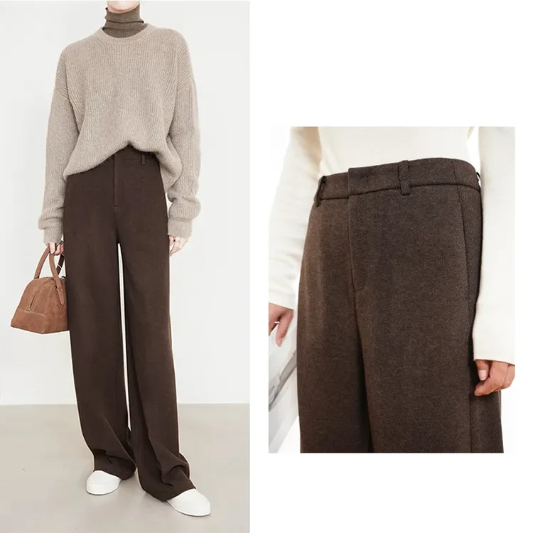 【冬日恋歌】加厚醋酸羊毛呢软糯不臃肿高腰阔腿裤休闲西装裤百搭