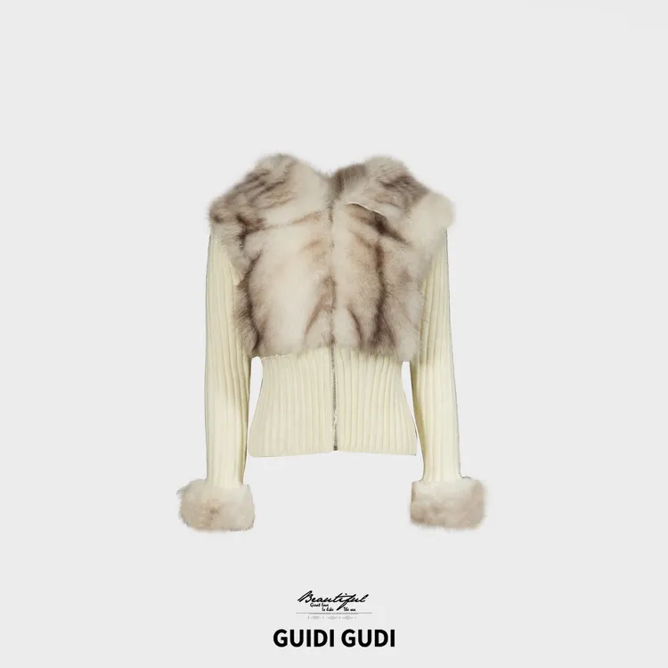 GUIDI GUDI【雪糕慕斯】渐变条纹绒绒毛衣外套 /黄加蓝 