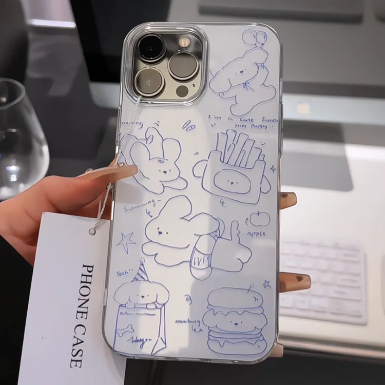 适用于苹果16promax双层IMD手机壳iPhone15涂鸦线条狗狗华为mate