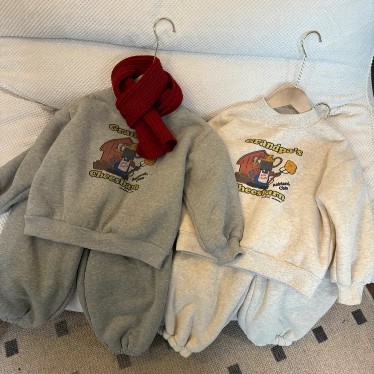 儿童冬季韩版中性款羊驼绒加厚套装FT053