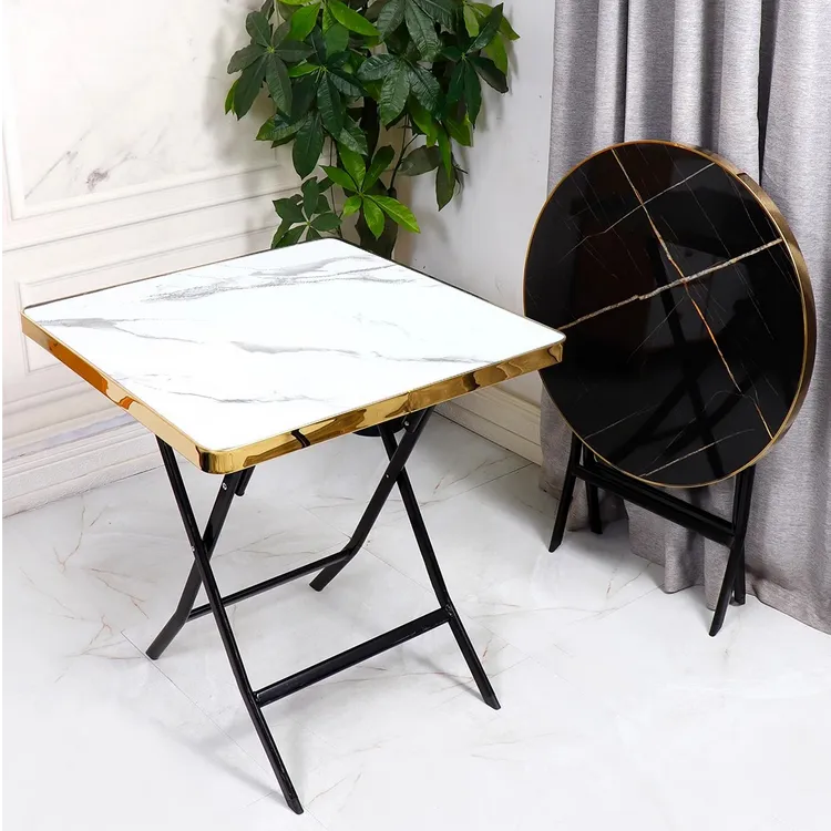 折叠桌美容院洽谈桌奶茶店4S店休闲会客家用阳台圆桌折叠餐桌家用