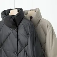 立领绗缝百搭保暖厚中长皮羽绒服YRF3I2622
