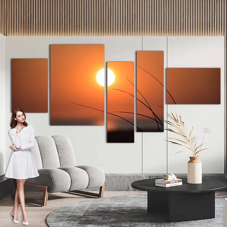 旭日东升客厅装饰画晚霞风景挂画沙发背景墙挂画日出东方卧室壁画