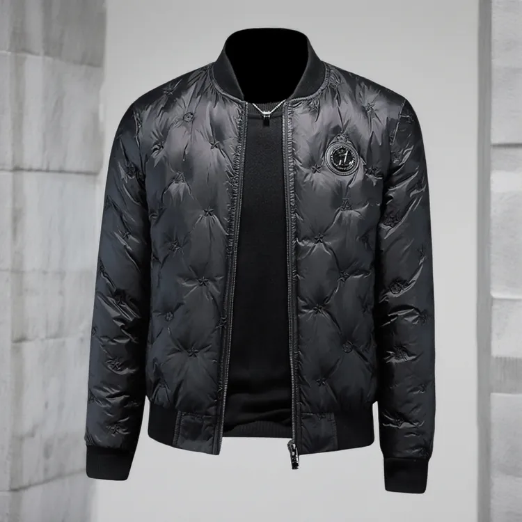 娜罗普西立领羽绒服男冬季新款韩版休闲潮流简约加厚保暖刺绣外套