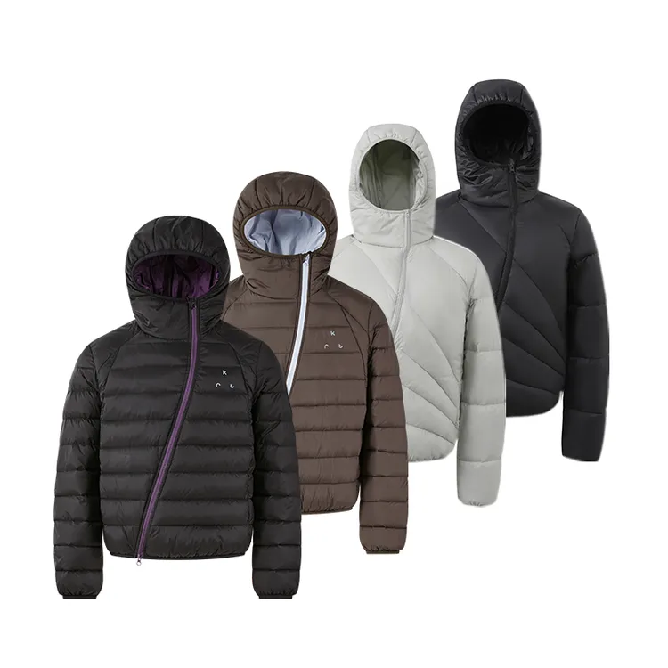 KREATE「炽」轻量90白鸭绒防泼水排骨斜拉链解构撞色连帽羽绒服冬