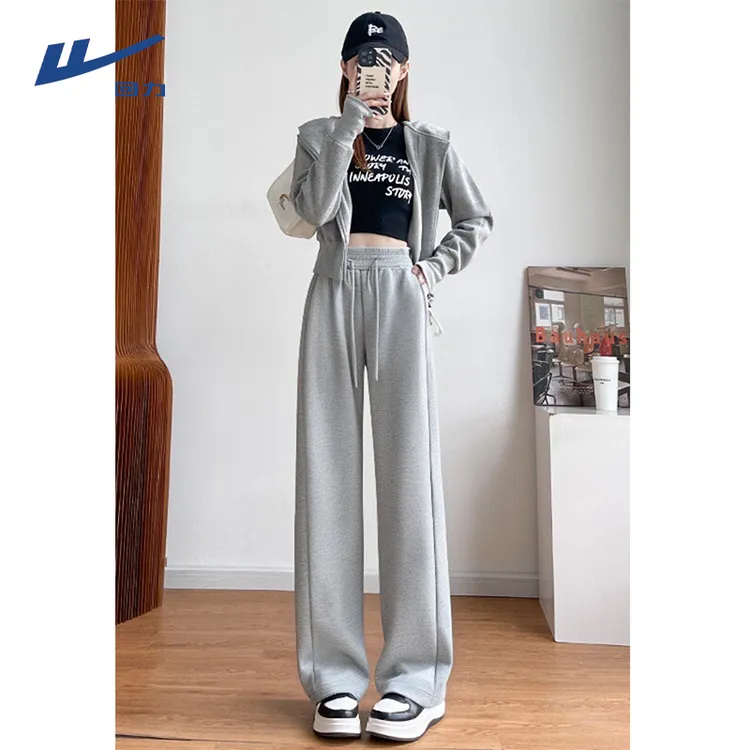Warrior/回力拼接休闲运动裤女装秋季2025新款高腰宽松显瘦阔腿裤