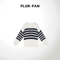 PLUR·PAN极简风圆领条纹毛针织衫
