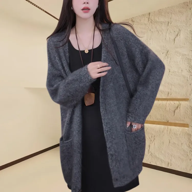 韩式休闲宽松慵懒风毛衣开衫女2025秋季新款柔软舒适外搭针织衫女