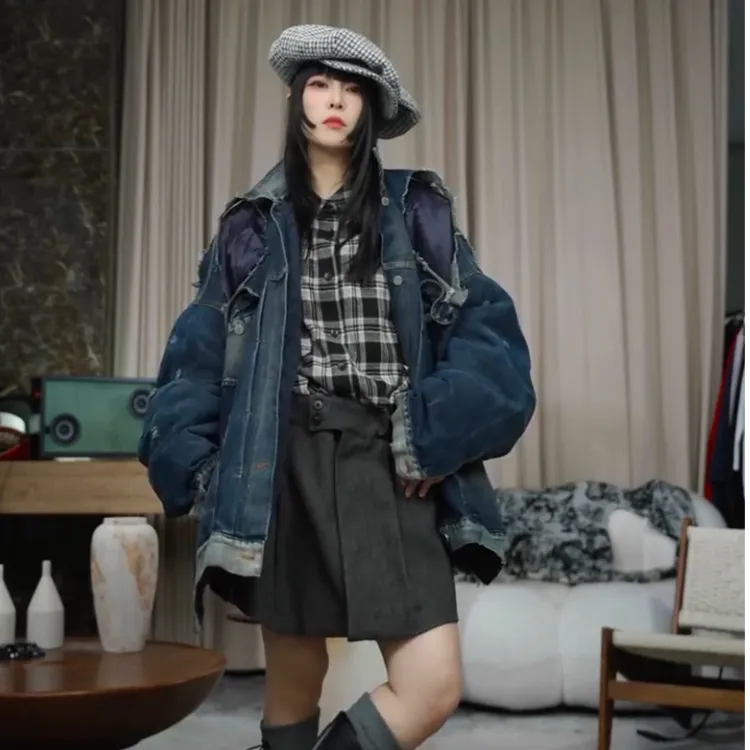 infobyfive2025秋冬新款乞丐风废土风破洞牛仔外套壹NF0511230