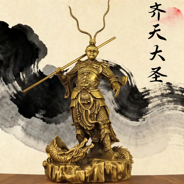 精工纯黄铜齐天大圣孙悟空桌面摆件斗战胜佛装饰品家居工艺品礼物