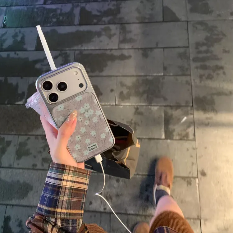 银边滴胶ins韩风花朵适用苹果17promax/iPhone17/16/15/14手机壳