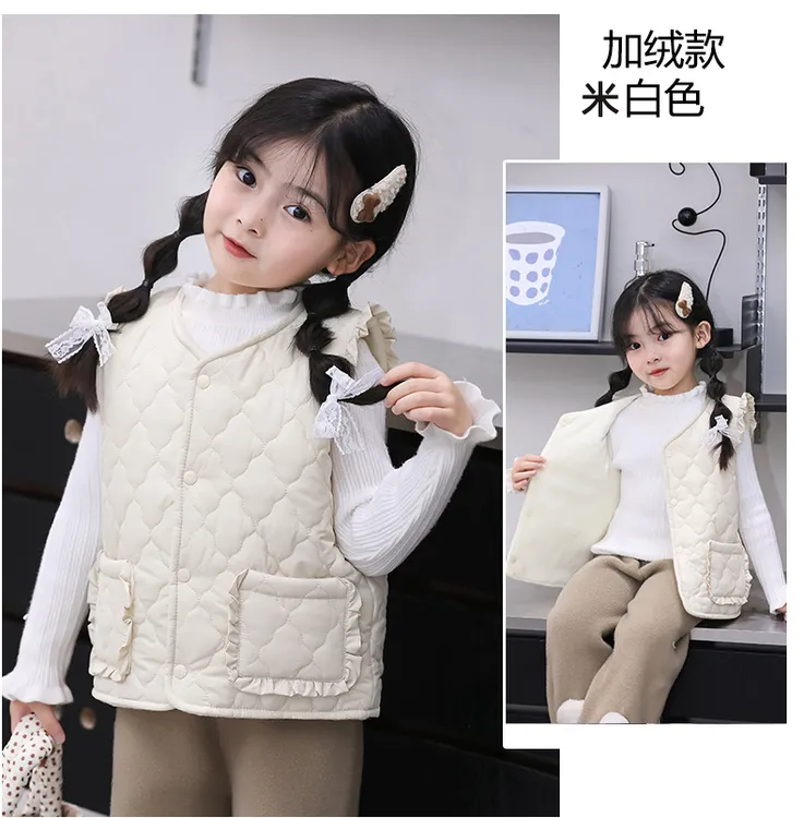 新款秋冬季女童马甲女童加绒棉背心女宝宝保暖马夹中大童内穿坎肩