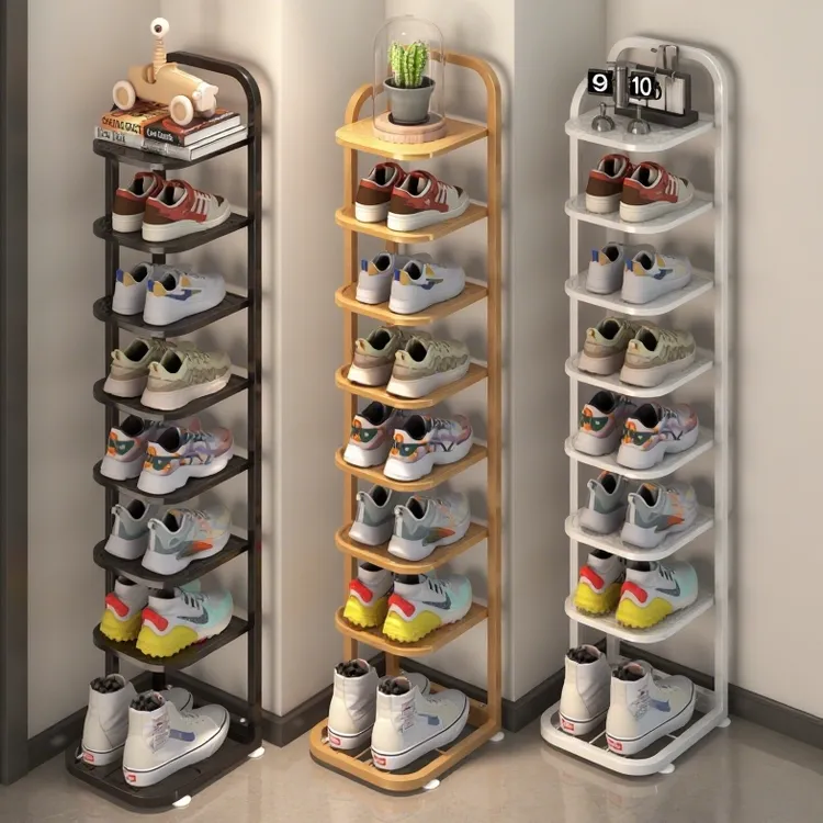 门后小型多层鞋架弧形简易入户鞋柜铁艺鞋架子防尘小户型收纳家用