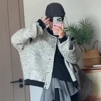 橘子罐头秋季新款宽松复古韩版ins潮流条纹棒球服外套