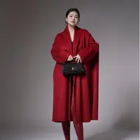 多肉宝贝100%绵羊毛双面呢大衣女胖mm氛围感极简外套2509AL8010
