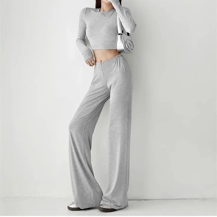 1.0轻薄款拉链巨舒服垂感拖地裤纯欲小腰精直筒瑜伽休闲运动长裤