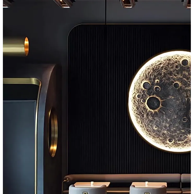 立体浮雕月球灯壁灯客厅背景墙壁挂月亮灯民宿户外装饰壁画氛围灯