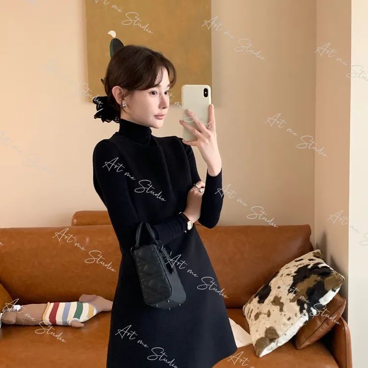 【ART ME】大小姐二代100绵羊毛优雅无袖毛呢两色连衣裙w24677-1