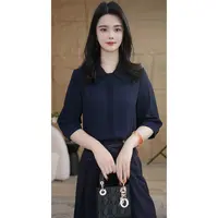 【小陈甄选】夏季衬衫透气女设计感小众气质宽松洋气8392176藏青色